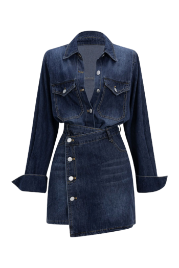 Asymmetric Denim Shirt Dress